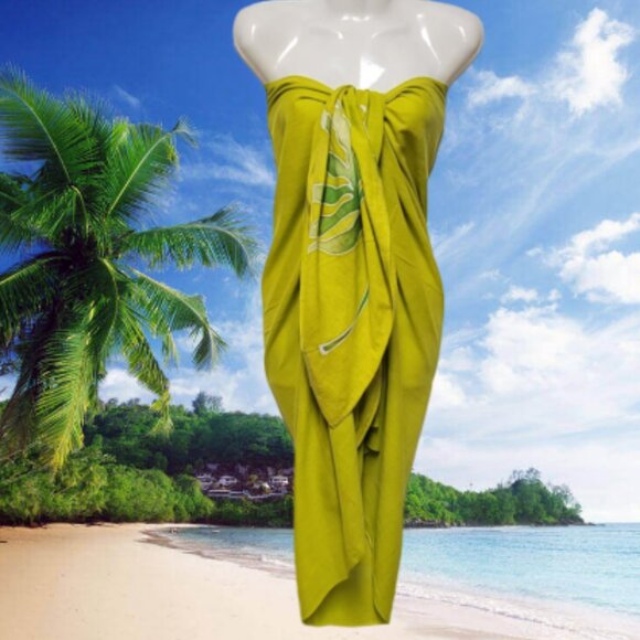 Womens Sarong Cotton Wrap, Handpainted Batik Wrapskirt Beach Pareo Beachwear-NEW - Picture 3 of 7